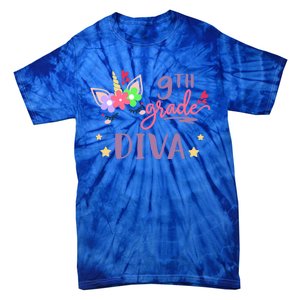 Nineth Grade Diva First Day Of School Unicorn Magical Gift Tie-Dye T-Shirt