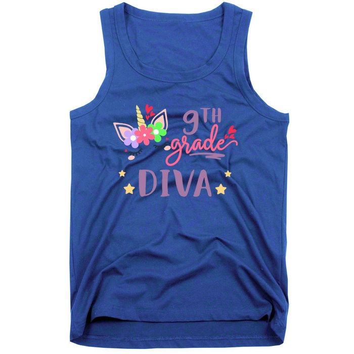 Nineth Grade Diva First Day Of School Unicorn Magical Gift Tank Top