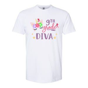 Nineth Grade Diva First Day Of School Unicorn Magical Gift Softstyle CVC T-Shirt