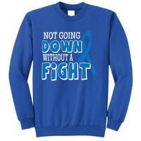 Not Going Down Colon Cancer Awareness Ribbon Funny Gift Great Gift Tall Sweatshirt