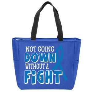 Not Going Down Colon Cancer Awareness Ribbon Funny Gift Great Gift Zip Tote Bag