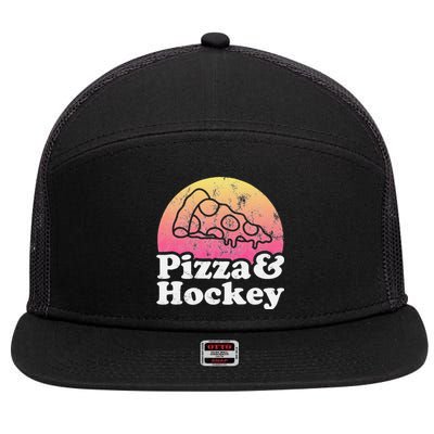 No Game Day Without Pizza, Hockey Fan 7 Panel Mesh Trucker Snapback Hat