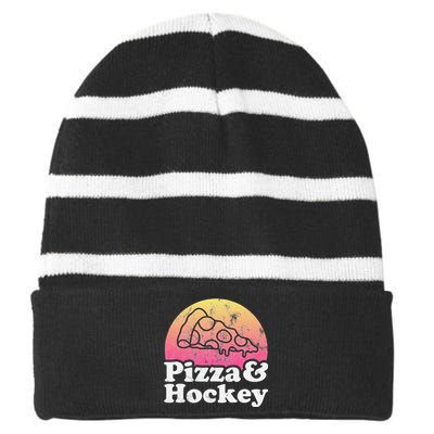 No Game Day Without Pizza, Hockey Fan Striped Beanie with Solid Band