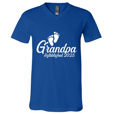 New Grandpa Established 2025 Family V-Neck T-Shirt