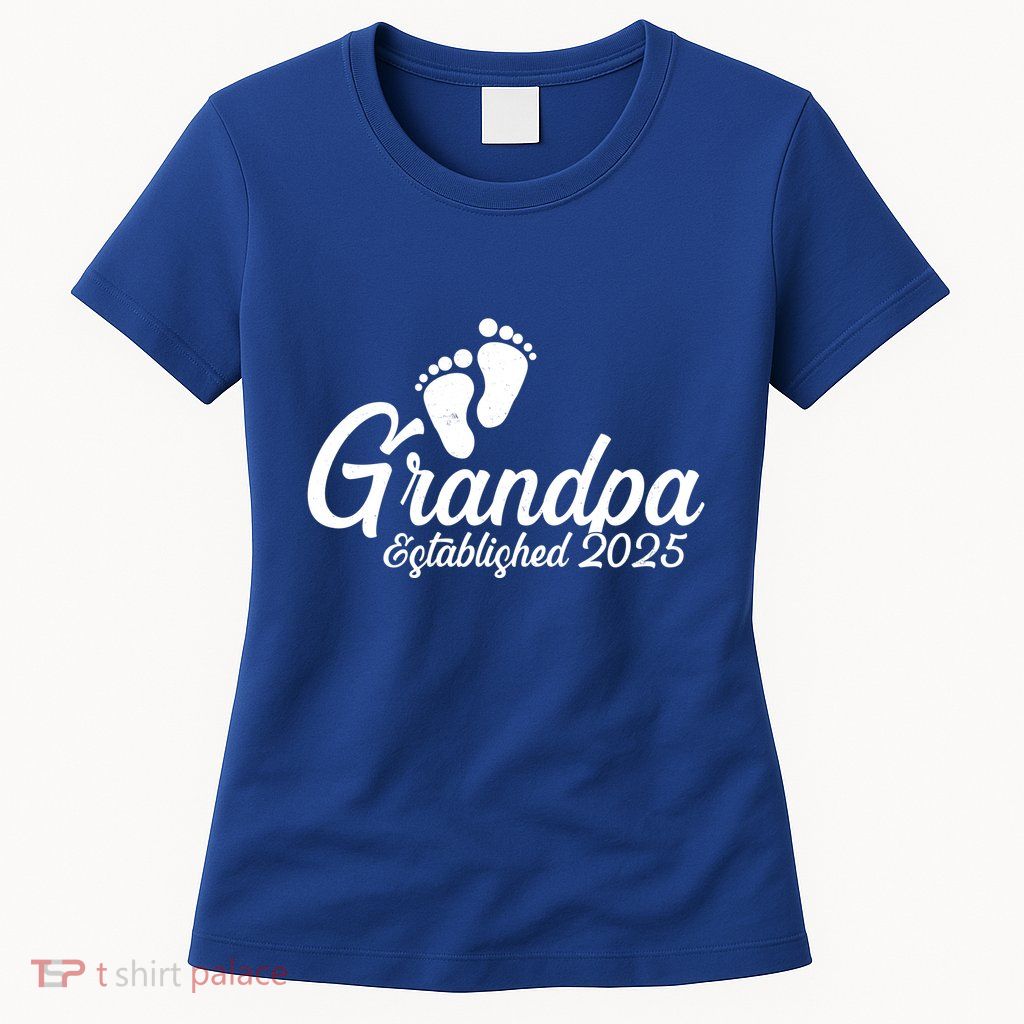 New Grandpa Established 2025 Family Womens T-Shirt