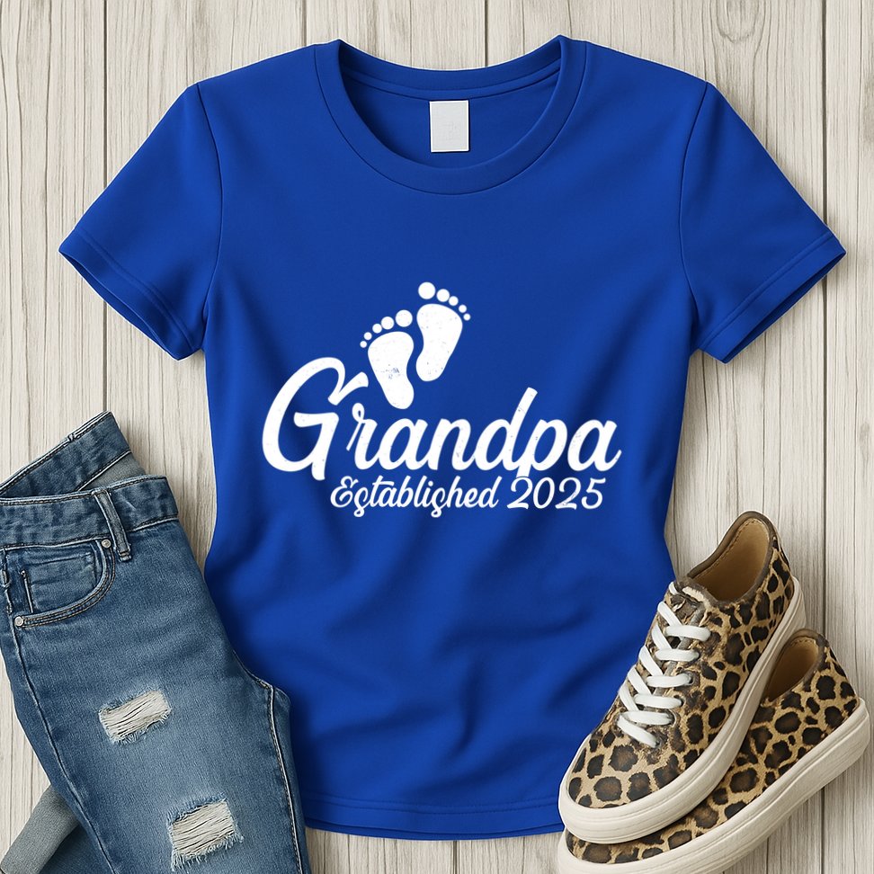 New Grandpa Established 2025 Family Womens T-Shirt