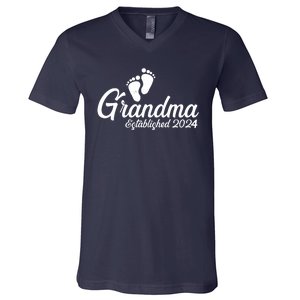 New Grandma Established 2024 Family V-Neck T-Shirt