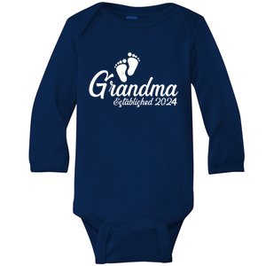 New Grandma Established 2024 Family Baby Long Sleeve Bodysuit