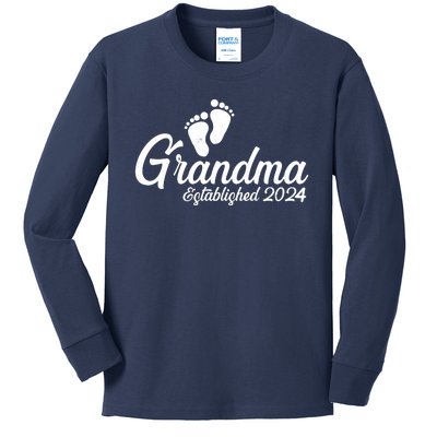 New Grandma Established 2024 Family Kids Long Sleeve Shirt