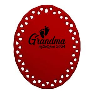 New Grandma Established 2024 Family Ceramic Oval Ornament