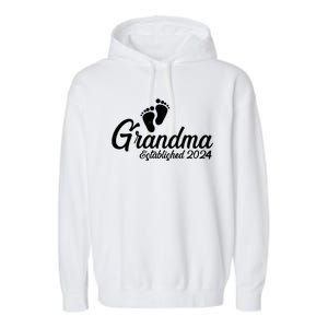 New Grandma Established 2024 Family Garment-Dyed Fleece Hoodie