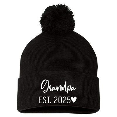 New Grandpa Est. 2025 Pom Pom 12in Knit Beanie