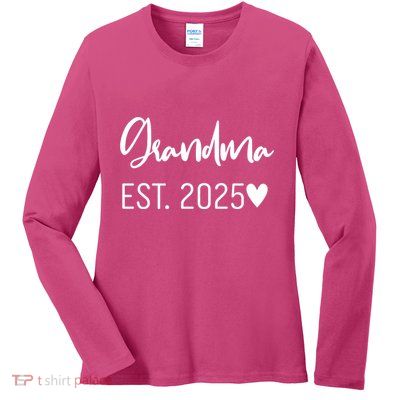 New Grandma Est. 2025 Ladies Long Sleeve Shirt