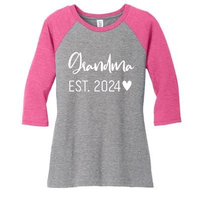 New Grandma Est. 2024 Women's Tri-Blend 3/4-Sleeve Raglan Shirt