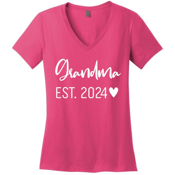 New Grandma Est. 2024 Women's V-Neck T-Shirt