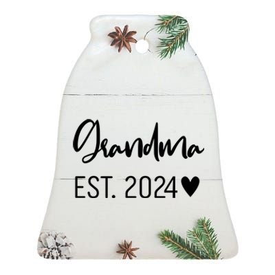 New Grandma Est. 2024 Ceramic Bell Ornament