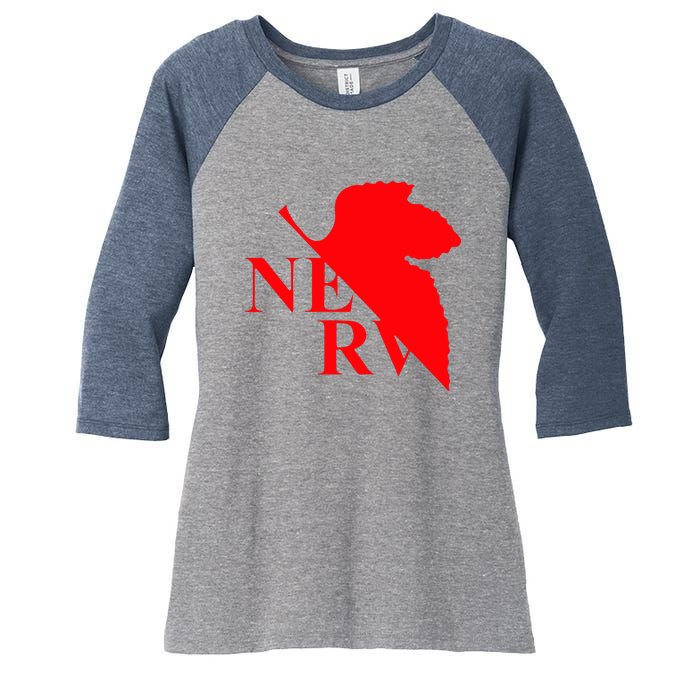 Neon Genesis Evangelion Nerv Logo Women's Tri-Blend 3/4-Sleeve Raglan Shirt