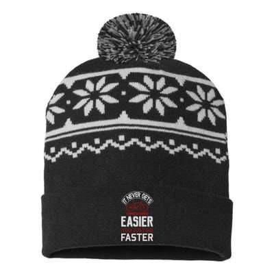 Never Gets Easier You Just Go Faster USA-Made Snowflake Beanie