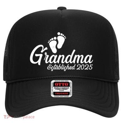 New Grandma Established 2025 Family High Crown Mesh Back Trucker Hat