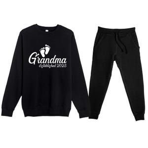 New Grandma Established 2025 Family Premium Crewneck Sweatsuit Set