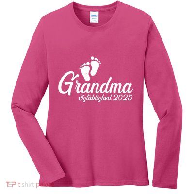 New Grandma Established 2025 Family Ladies Long Sleeve Shirt