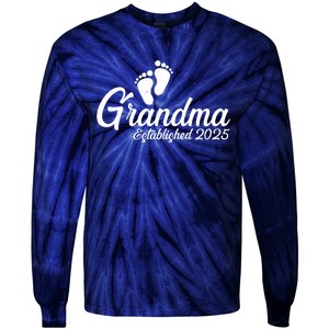 New Grandma Established 2025 Family Tie-Dye Long Sleeve Shirt