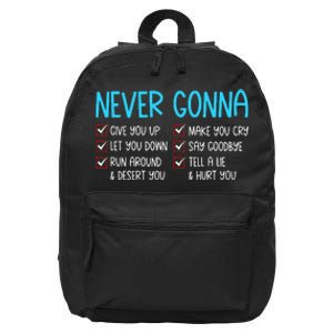 Never Gonna Funny Valentines Day Give You Up Matching Couple 16 in Basic Backpack