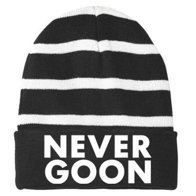 Never Goon Funny Gym Meme Never Goon Striped Beanie with Solid Band