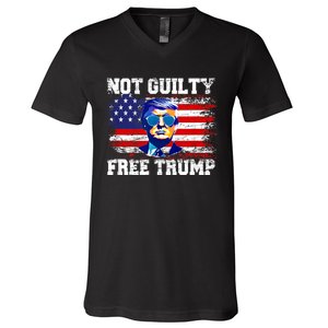 Not Guilty Free Trump I Stand With Trump 4th Of July V-Neck T-Shirt