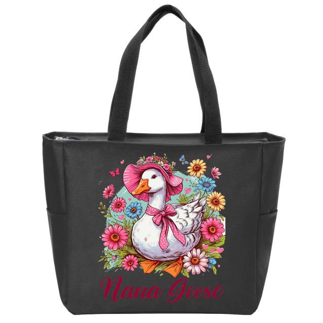 Nana Goose Grandma Mimi Silly Goose Coquette Mothers Day Zip Tote Bag