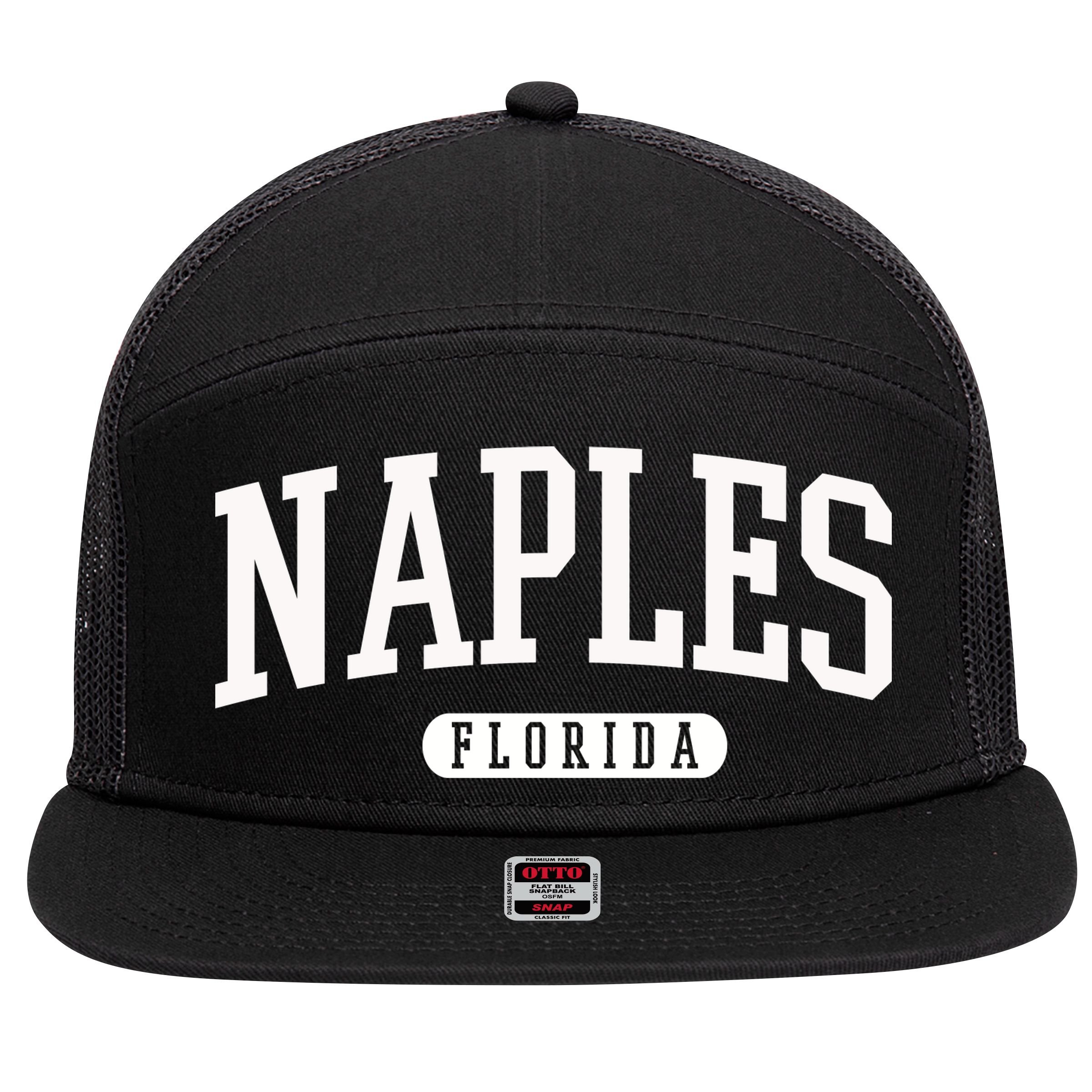 Naples Great Gift Cool Gift College University Florida Usa 7 Panel Mesh Trucker Snapback Hat