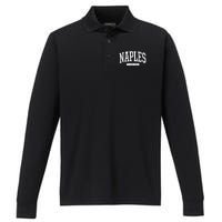 Naples Great Gift Cool Gift College University Style Fl Usa Performance Long Sleeve Polo