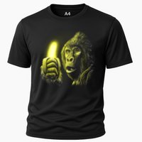 Neon Gorilla Holding Banana Cooling Performance Crew T-Shirt