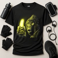 Neon Gorilla Holding Banana Cooling Performance Crew T-Shirt