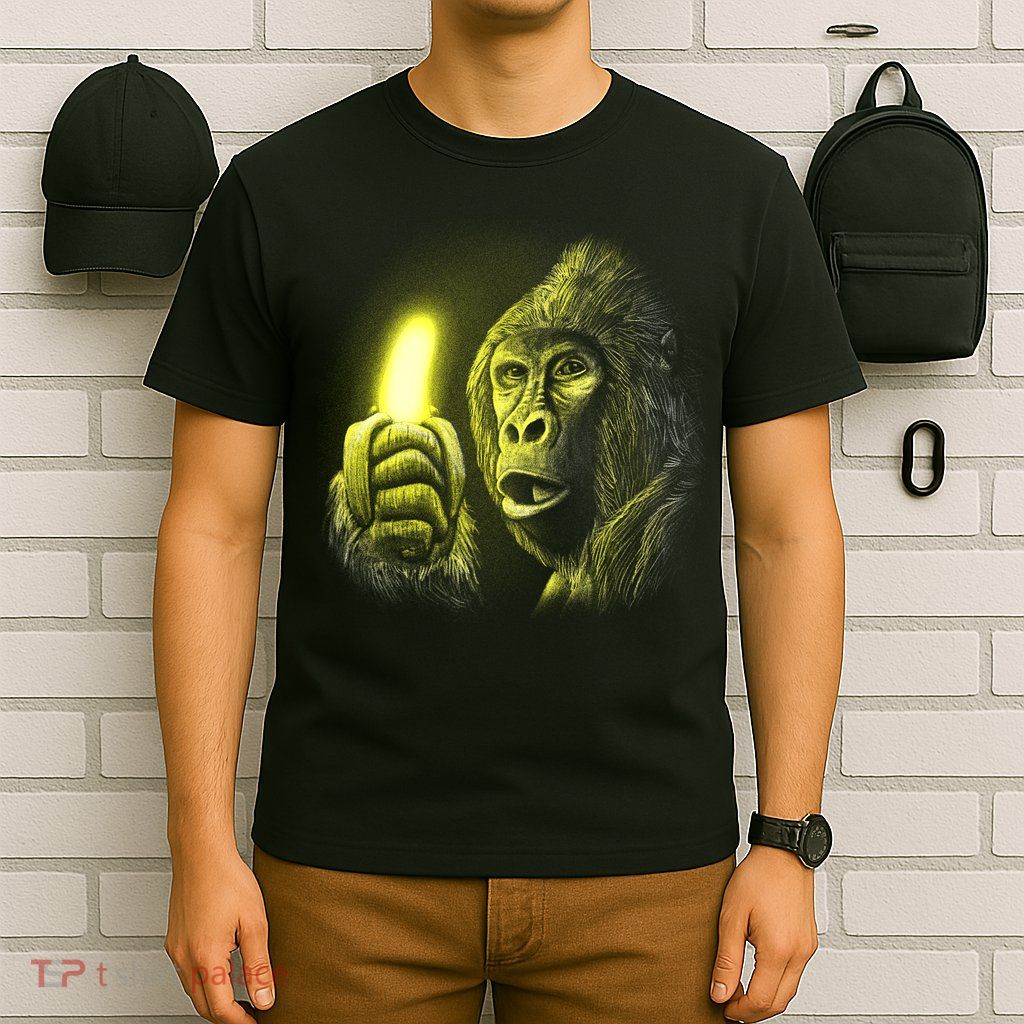 Neon Gorilla Holding Banana T-Shirt
