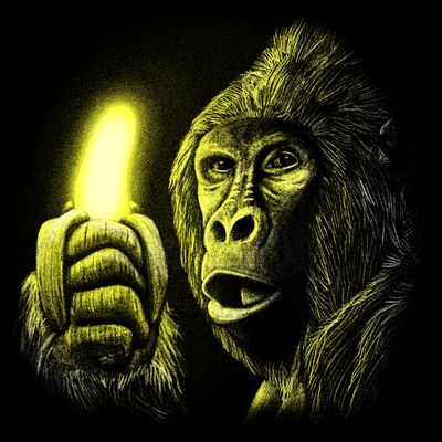 Neon Gorilla Holding Banana T-Shirt