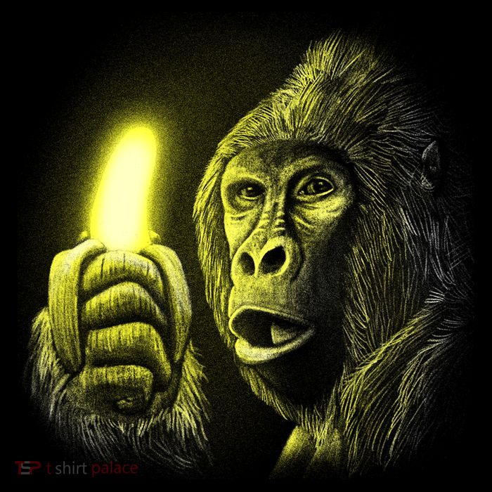 Neon Gorilla Holding Banana T-Shirt