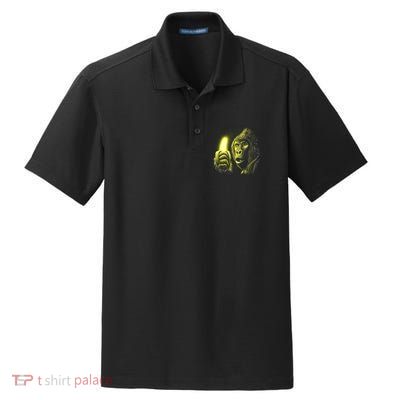 Neon Gorilla Holding Banana Dry Zone Grid Polo