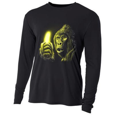 Neon Gorilla Holding Banana Cooling Performance Long Sleeve Crew