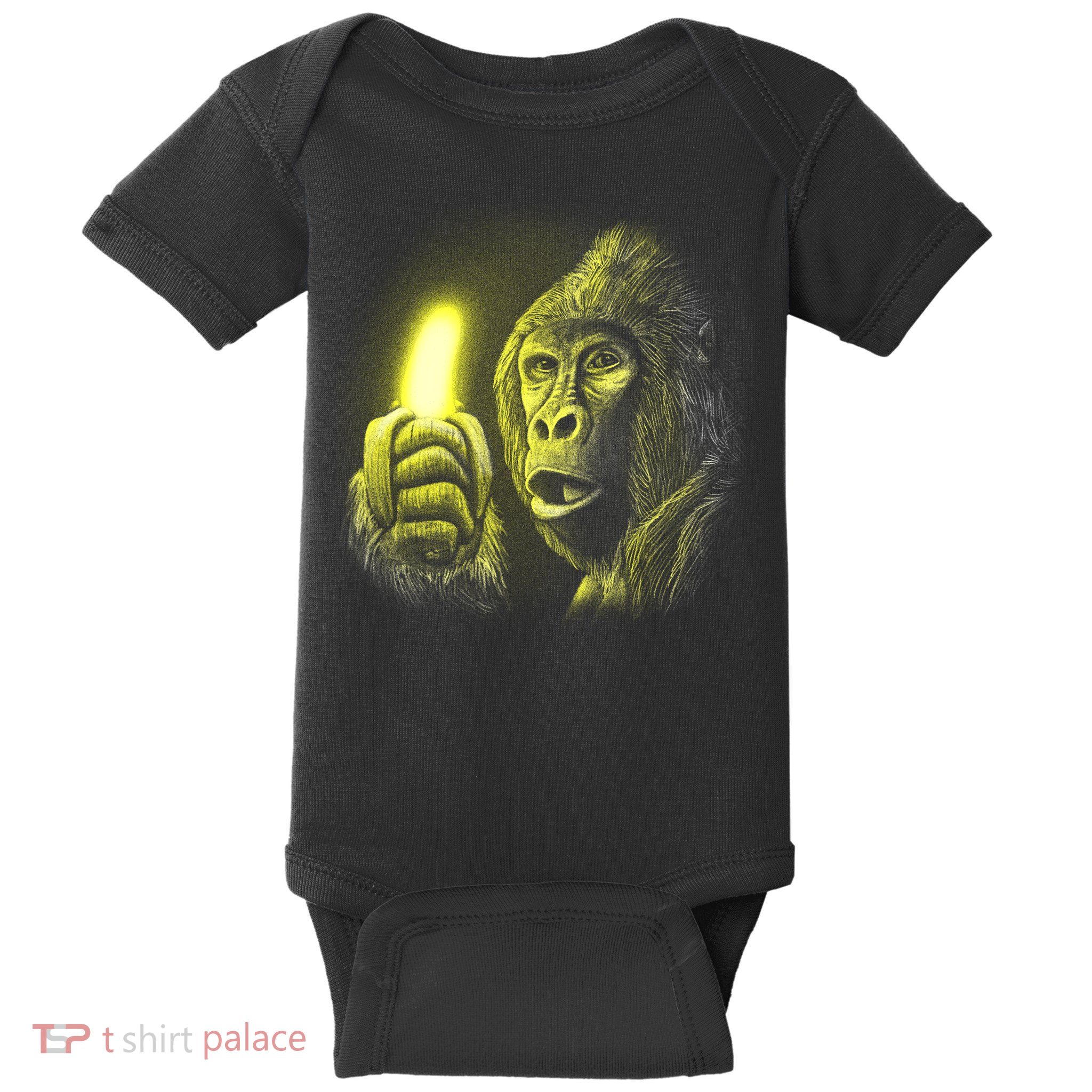Neon Gorilla Holding Banana Baby Bodysuit