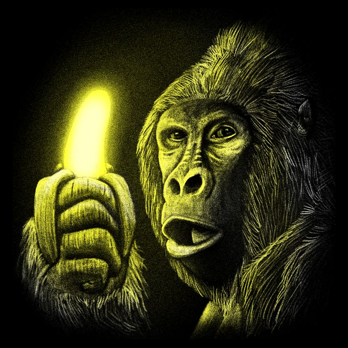 Neon Gorilla Holding Banana Baby Bodysuit