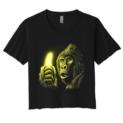 Neon Gorilla Holding Banana Crop Top