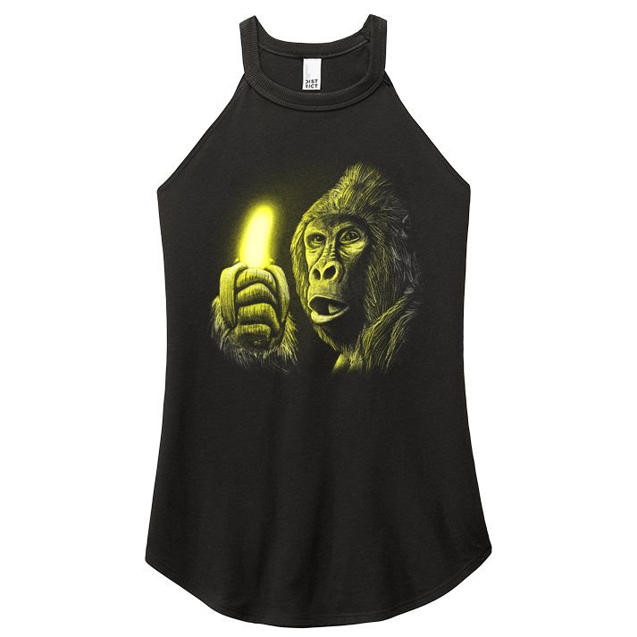 Neon Gorilla Holding Banana Women's Perfect Tri Rocker Tank
