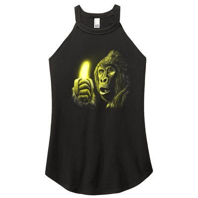 Neon Gorilla Holding Banana Women’s Perfect Tri Rocker Tank