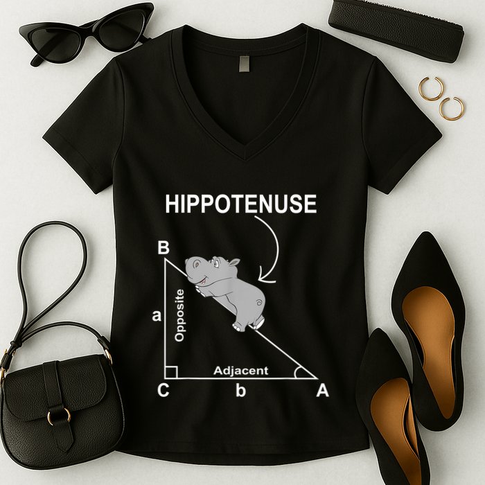 Nerd Geometry Hippotenuse Hypotenuse Funny Women's V-Neck T-Shirt