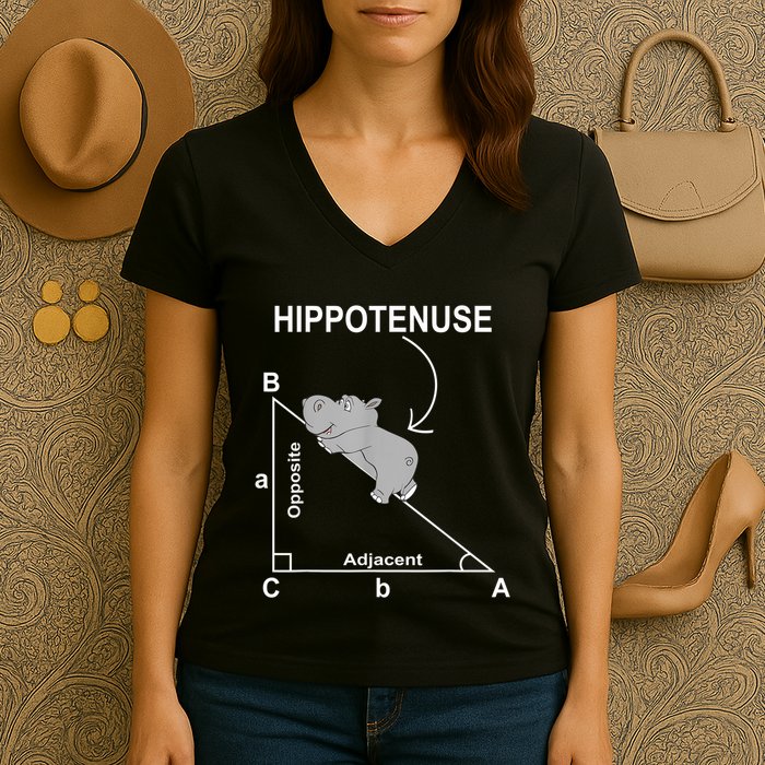 Nerd Geometry Hippotenuse Hypotenuse Funny Women's V-Neck T-Shirt