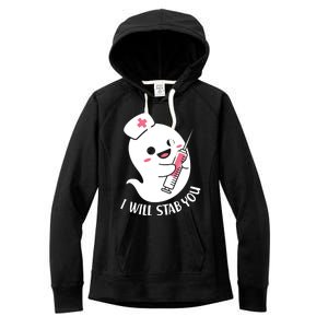 Nurse Ghost I Will Stab You Funny Halloween Costume Meaningful Gift Women's Fleece Hoodie