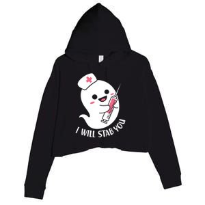 Nurse Ghost I Will Stab You Funny Halloween Costume Meaningful Gift Crop Fleece Hoodie