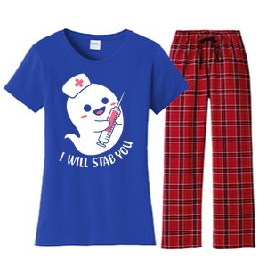 Nurse Ghost I Will Stab You Funny Halloween Costume Meaningful Gift Women's Flannel Pajama Set