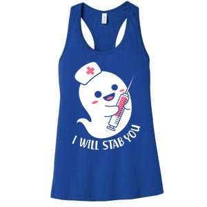 Nurse Ghost I Will Stab You Funny Halloween Costume Meaningful Gift Women's Racerback Tank